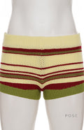 Silvia Striped Knit Cut-Out Shorts [UA44Q0BK]