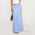 Sky Plaid Fishtail Maxi Skirt [G9KENG4F]