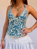 Skye Embroidered Backless Halter Top [A9RQEQG1]