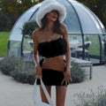 Skylah Furry Strapless Mini Skirt Set [VOA82G24]