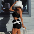 Skylah Furry Strapless Mini Skirt Set [0HUAI8IW]