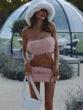 Skylah Furry Strapless Mini Skirt Set [S0804U8S]