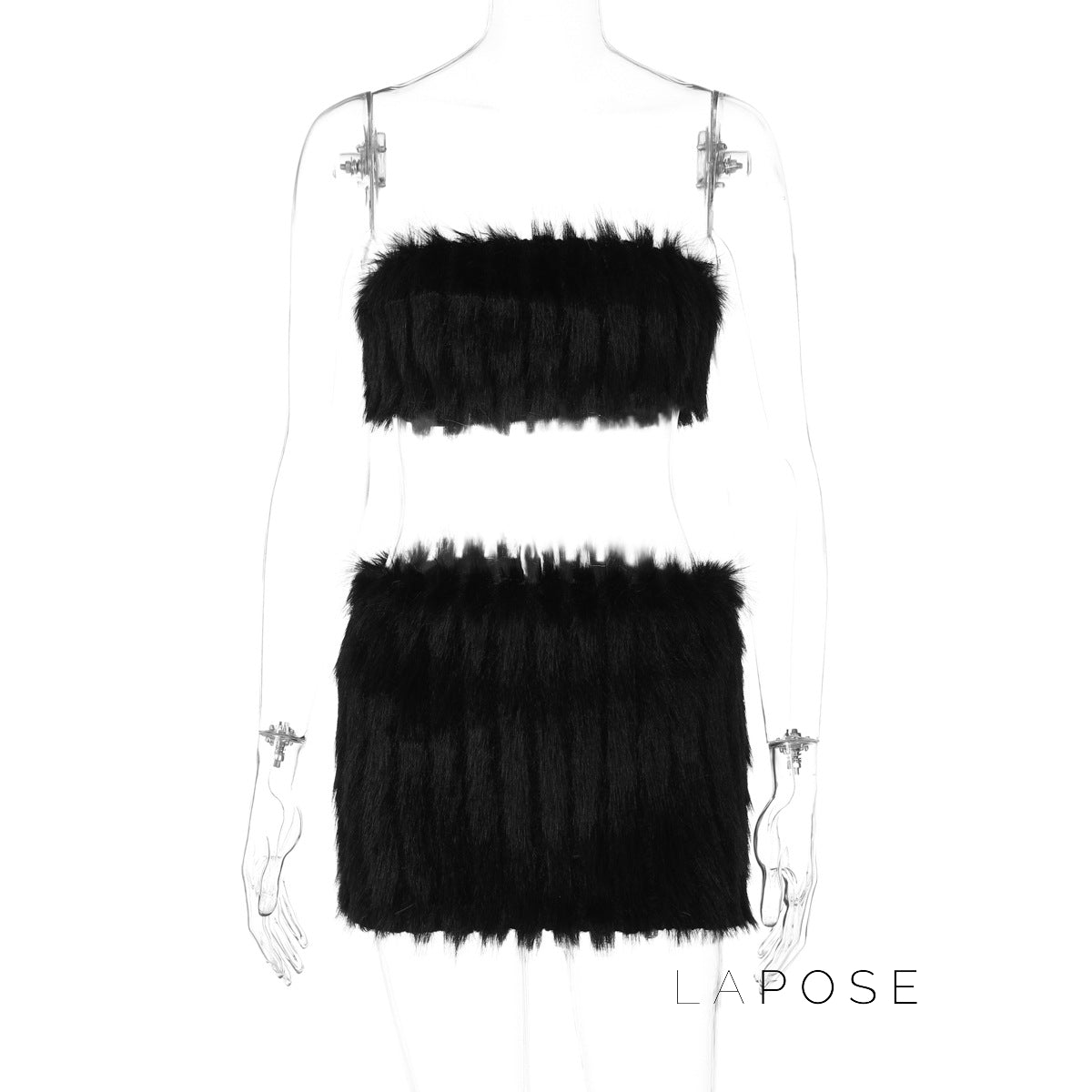 Skylah Furry Strapless Mini Skirt Set [NEL1PBXI]