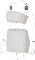 Skylah Furry Strapless Mini Skirt Set [YWBTFJJN]