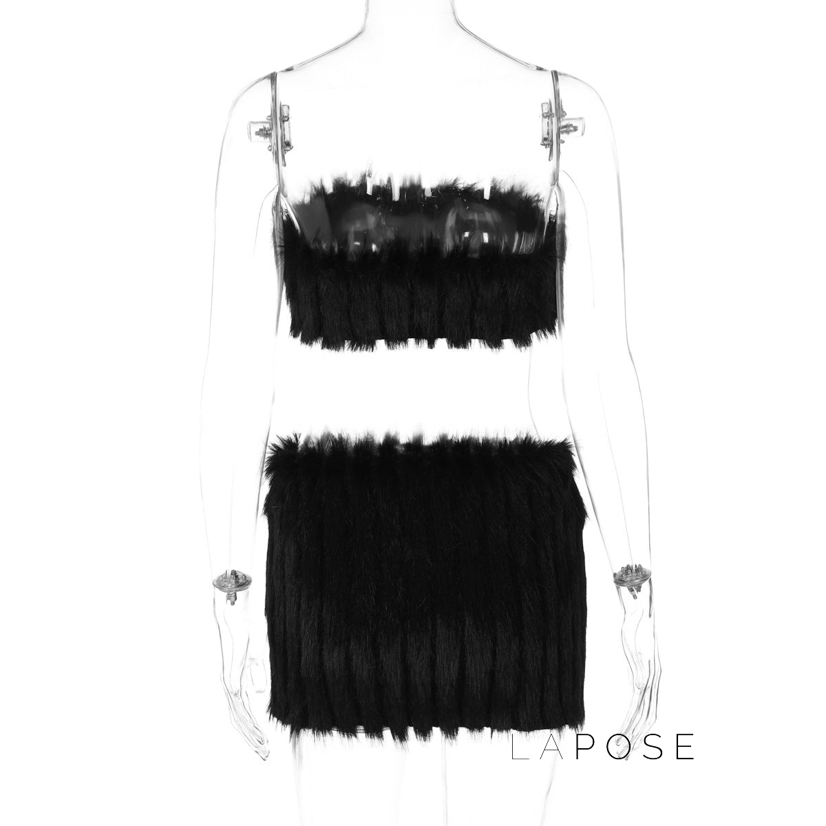Skylah Furry Strapless Mini Skirt Set [I07YJHV4]
