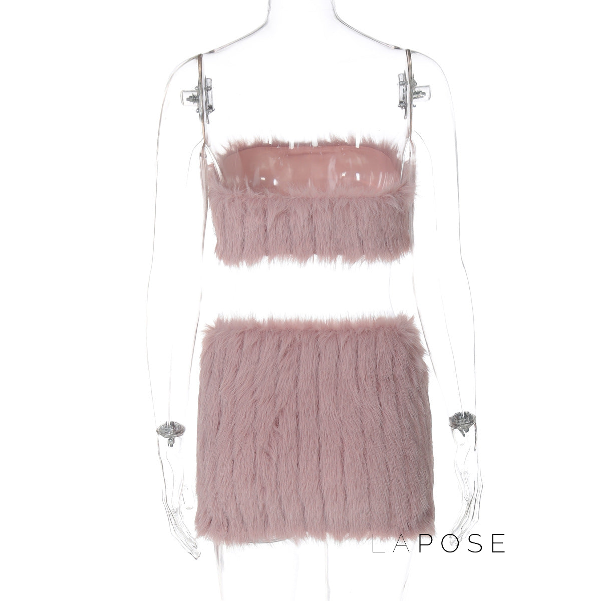 Skylah Furry Strapless Mini Skirt Set [KSVUIJF3]