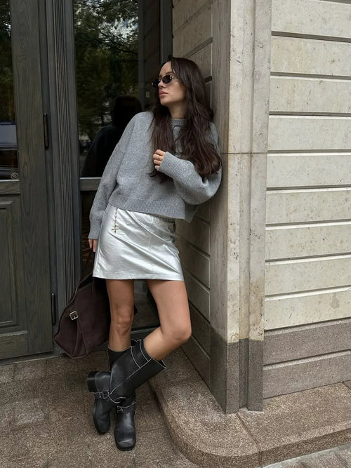 LaPose - Sofi Oversized Crewneck Knit Sweater