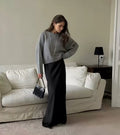 LaPose - Sofi Oversized Crewneck Knit Sweater - Gray Color