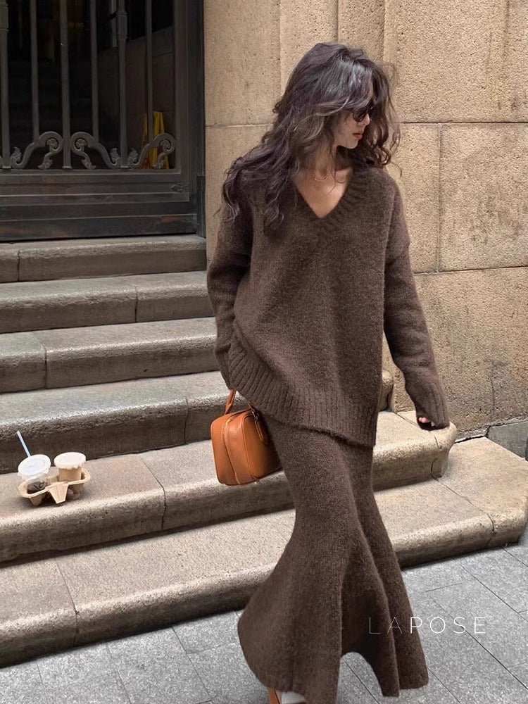 Soha Ribbed Knit Skirt Set [ENUDM3V0]
