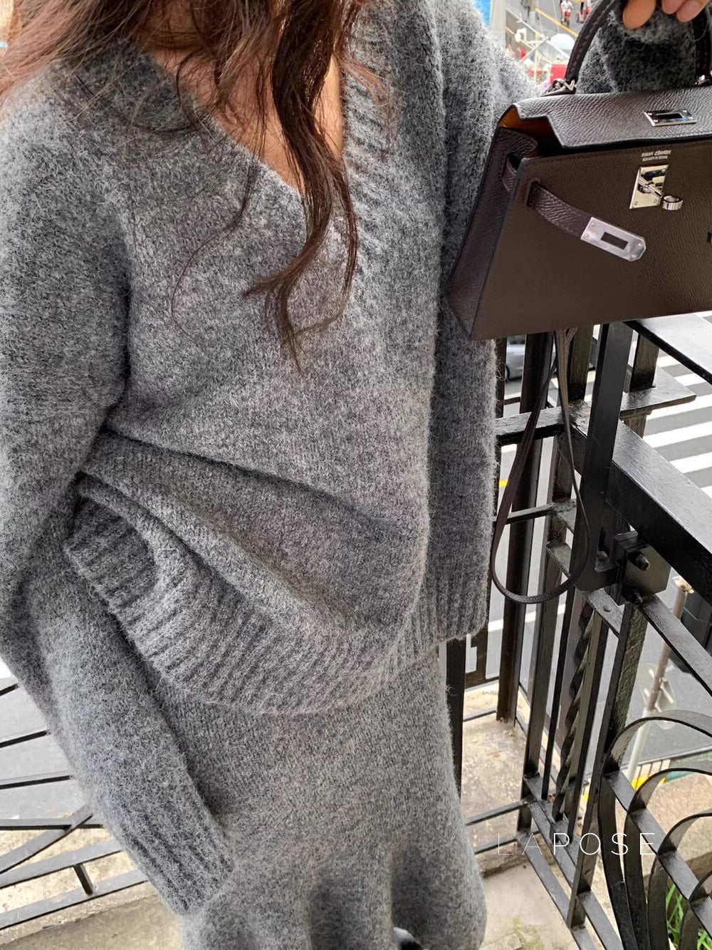 Soha Ribbed Knit Skirt Set [JSDBH2WX]