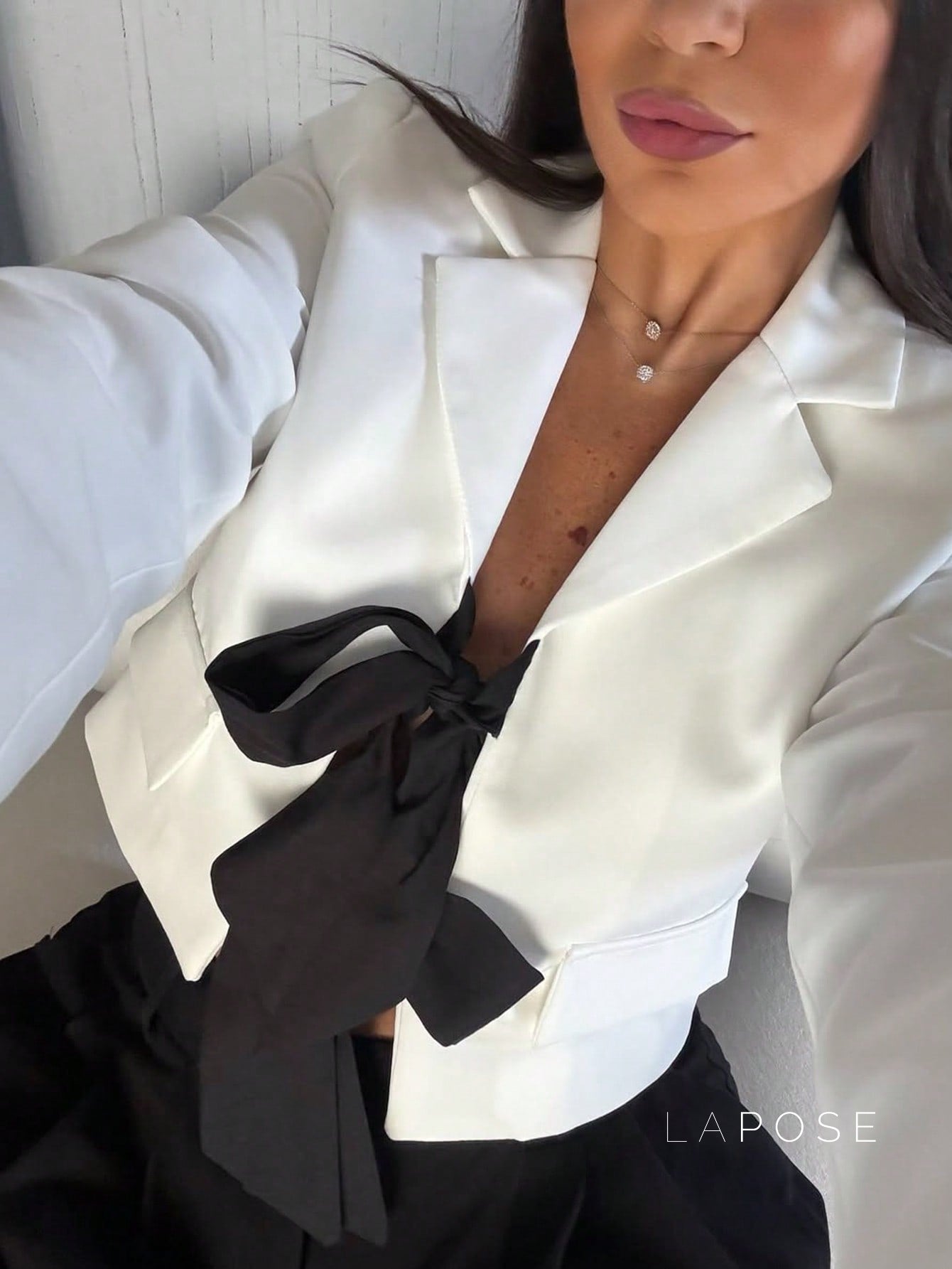 Sonya Contrast Bow Blazer [5AOE11TU]