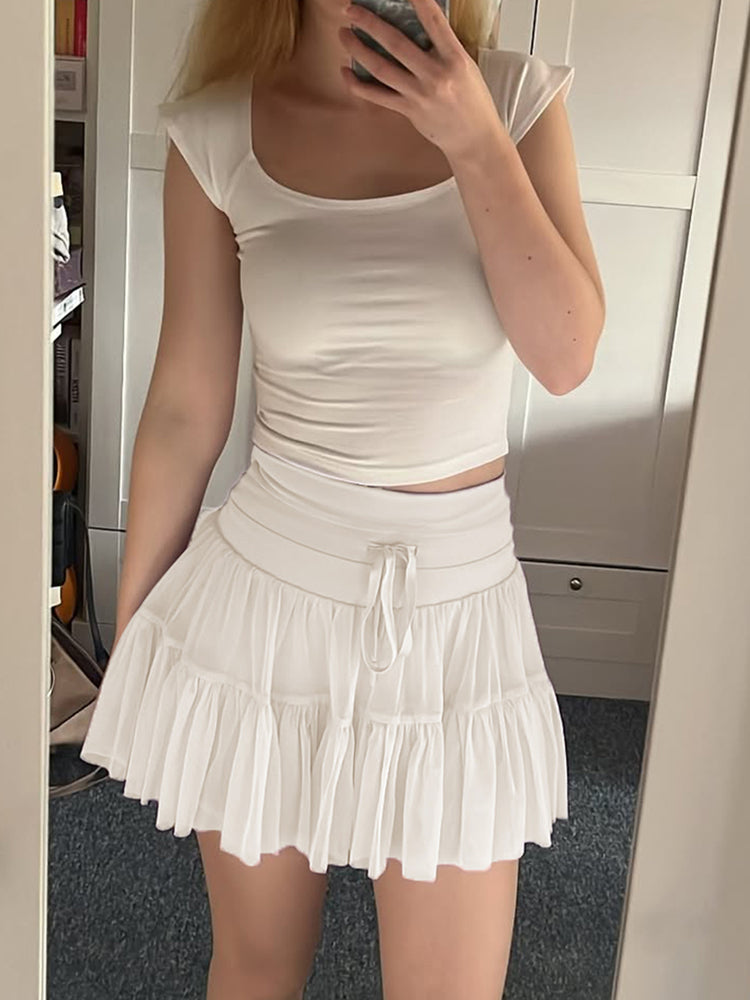 Starla Lace-Up Mesh Skirt [KZN1N37K]