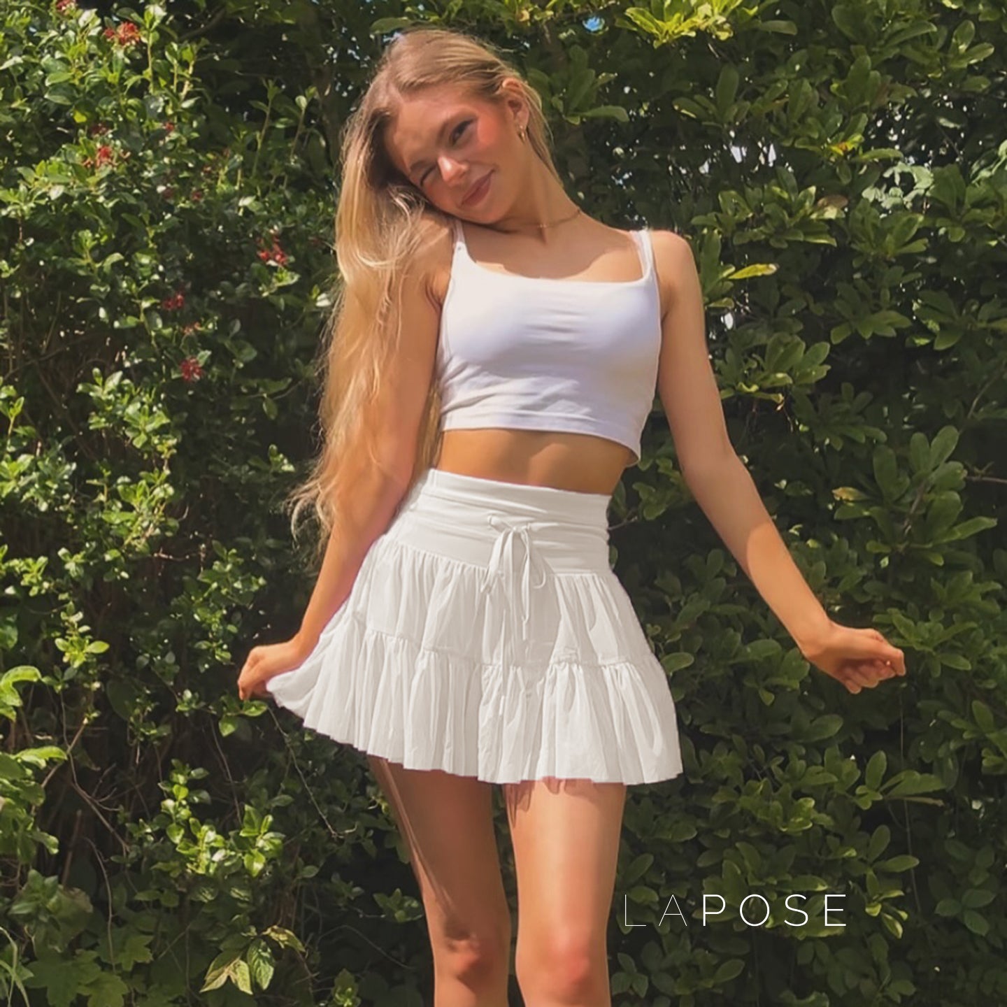 Starla Lace-Up Mesh Skirt [EKJP4BRI]