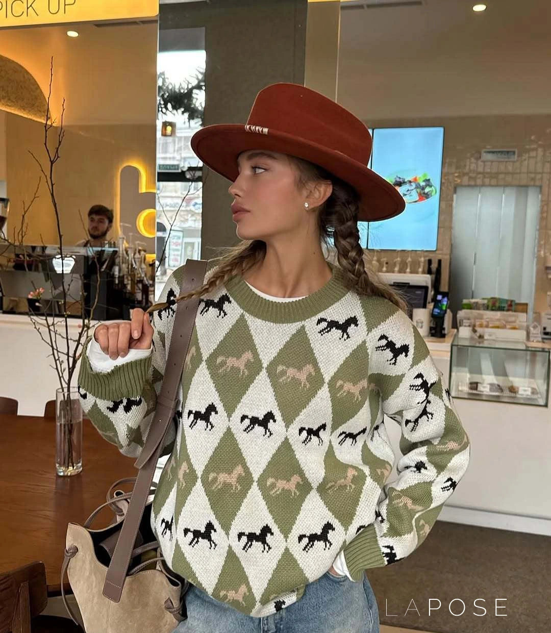 Stefania Contrast Argyle Sweater [0F24J7P1]