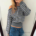 Stormy Striped Off Shoulder Knit Top [2QM2J695]