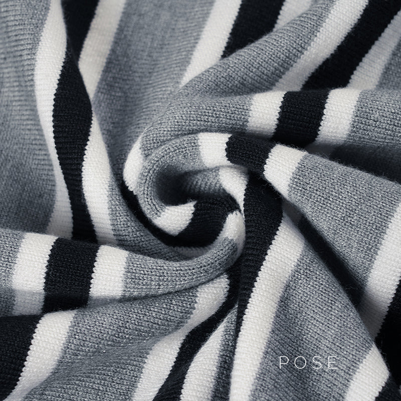 Stormy Striped Off Shoulder Knit Top [60PAEM19]