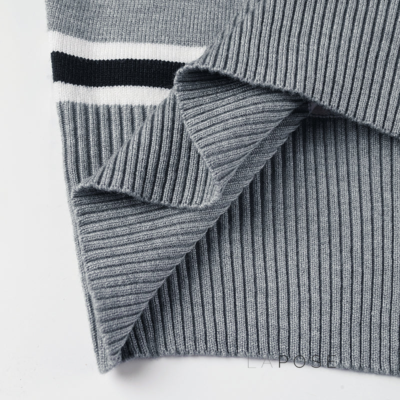 Stormy Striped Off Shoulder Knit Top [7ZM3HYYU]