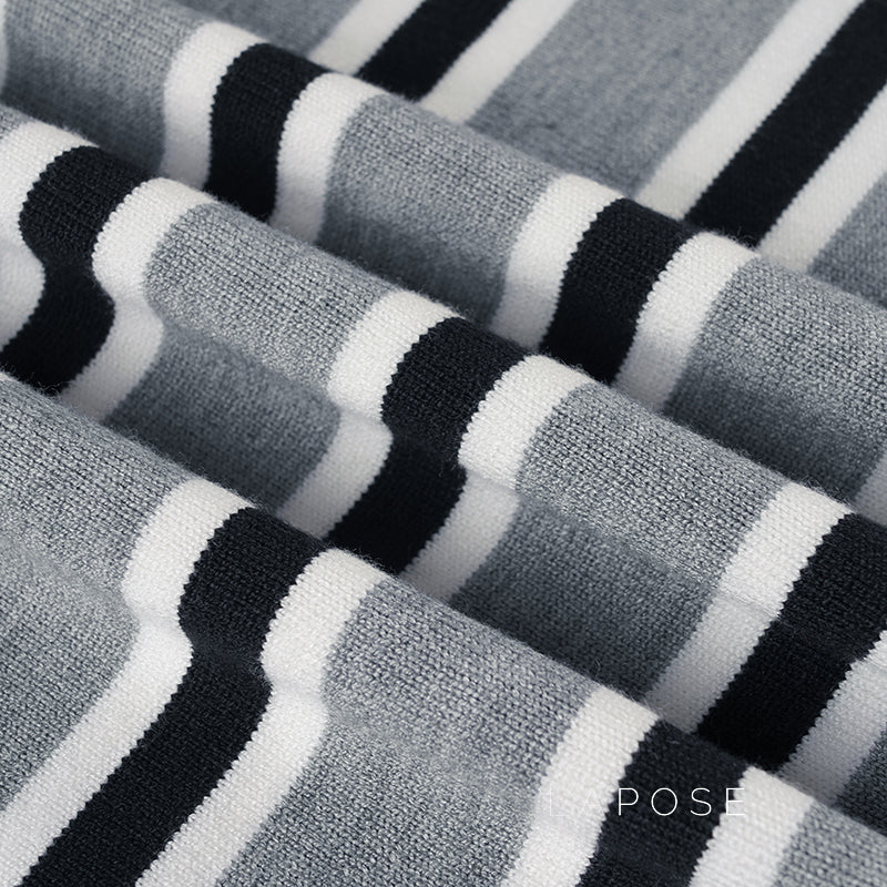 Stormy Striped Off Shoulder Knit Top [CJ1S56M5]