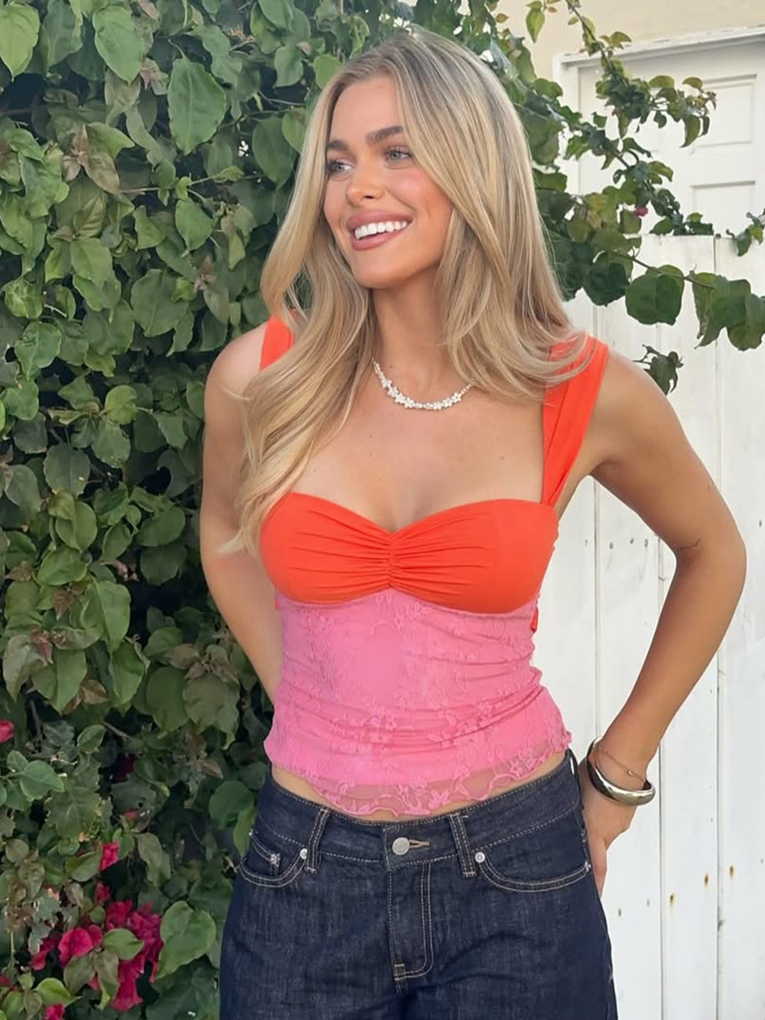 Summer Orange Lace Crop Top [V509CPLT]