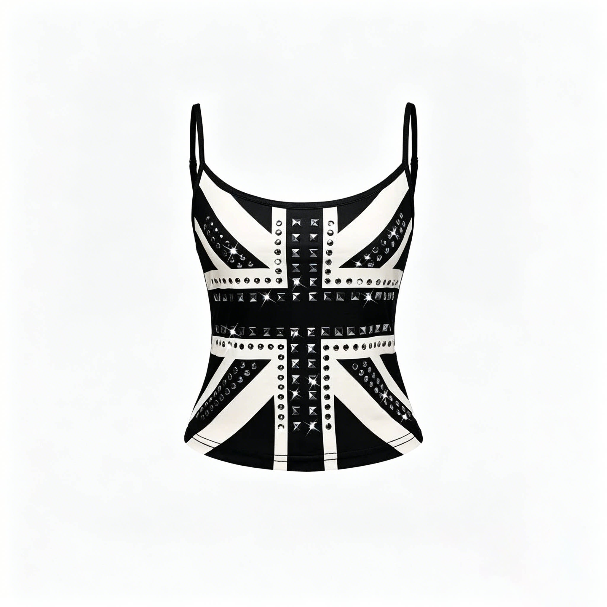 Susan Union Jack Studded Camisole - Black Color