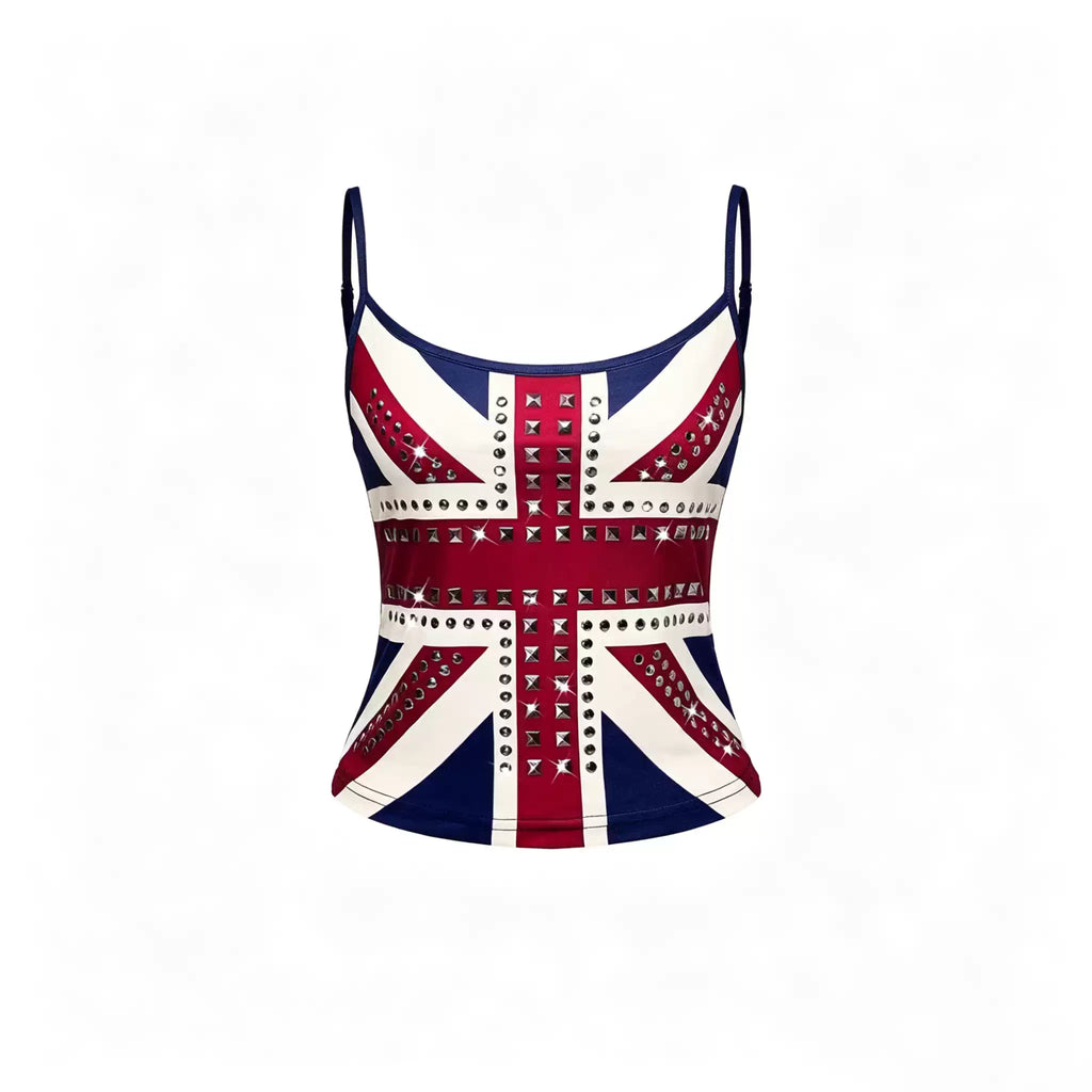 Susan Union Jack Studded Camisole - Blue Color