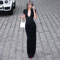 Susanna Deep V Ruched Maxi Dress [FGJOT1RJ]