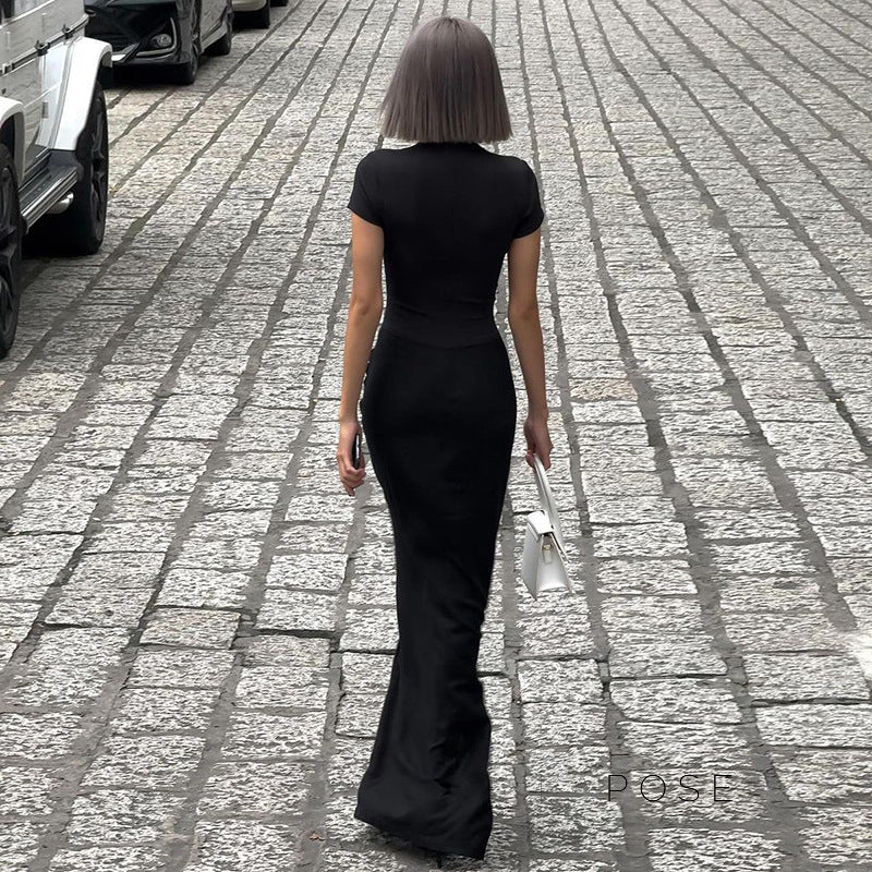Susanna Deep V Ruched Maxi Dress [0C09YJQT]