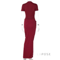Susanna Deep V Ruched Maxi Dress [L3LFZMGS]