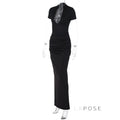 Susanna Deep V Ruched Maxi Dress [SAPUYY7I]