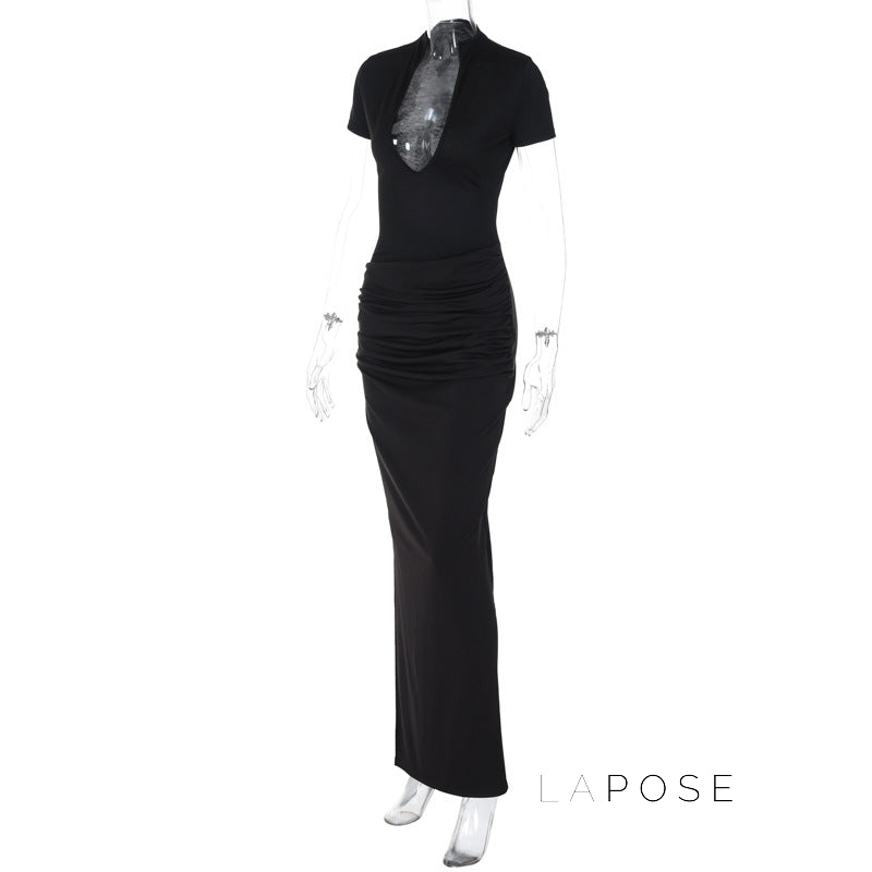 Susanna Deep V Ruched Maxi Dress [SAPUYY7I]