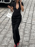 Susanna Deep V Ruched Maxi Dress [AVCFI27Y]