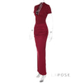 Susanna Deep V Ruched Maxi Dress [A8GBVINX]