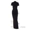 Susanna Deep V Ruched Maxi Dress [SXYJSD6C]
