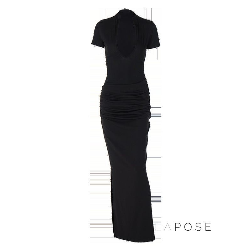 Susanna Deep V Ruched Maxi Dress [SXYJSD6C]