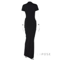 Susanna Deep V Ruched Maxi Dress [QERMV6HV]