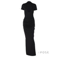 Susanna Deep V Ruched Maxi Dress [A8QBD2VS]