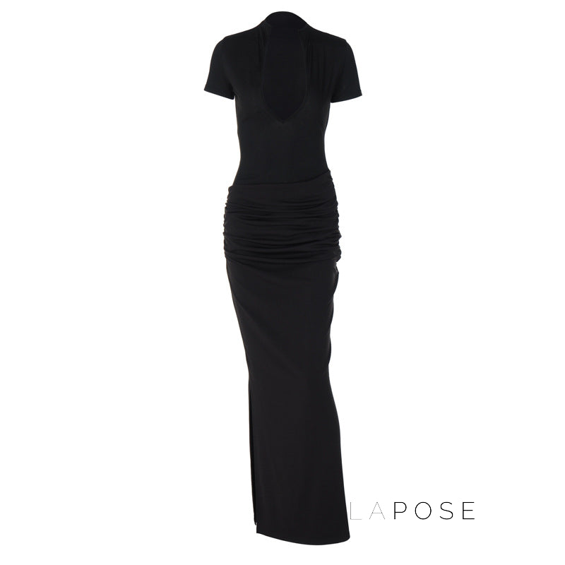 Susanna Deep V Ruched Maxi Dress [A8QBD2VS]