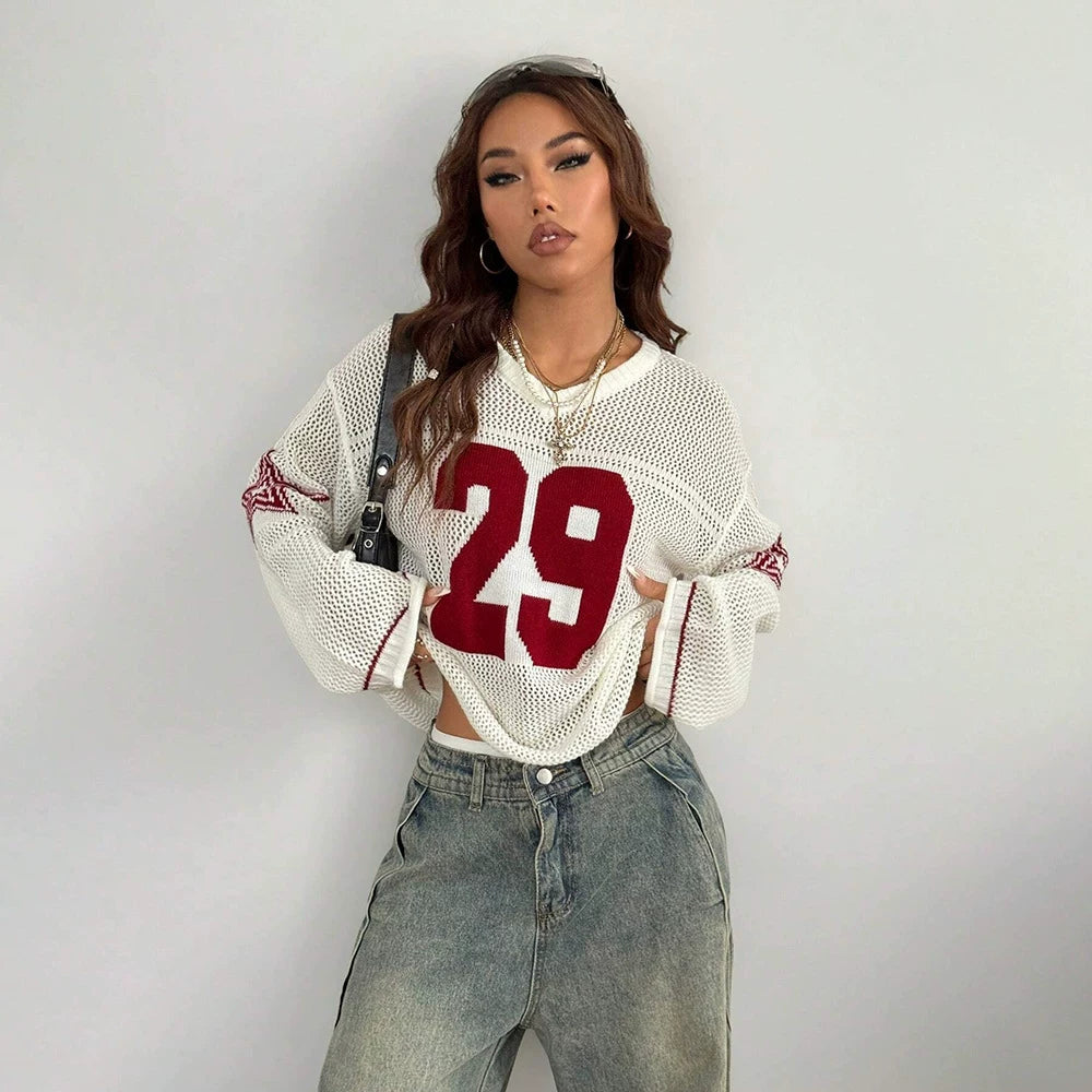 LaPose - Susannah Sporty Mesh Graphic Sweater