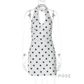 Svea Halter Polka Dot Mini Dress [BKVLWF4T]