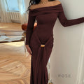 Swara Off-Shoulder Tie Waist Dress [AZ7ITOSH]