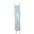 LaPose - Syncere Floral Strappy Maxi Dress - Blue Color
