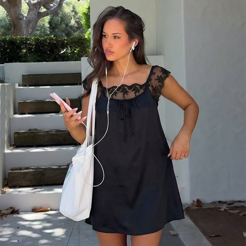 LaPose - Taelor Lace Flutter Sleeve Mini Dress