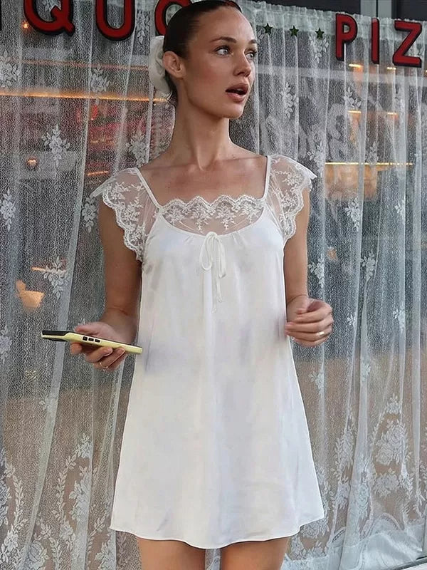 LaPose - Taelor Lace Flutter Sleeve Mini Dress