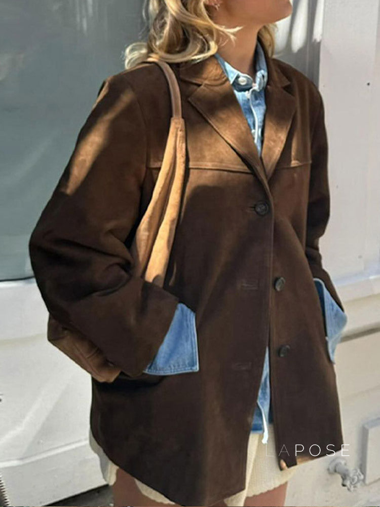 Taelyn Suede Single-Breasted Jacket [ZFABNRD9]