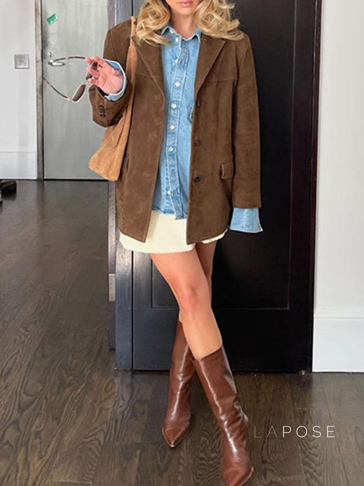 Taelyn Suede Single-Breasted Jacket [GAQYBQIR]