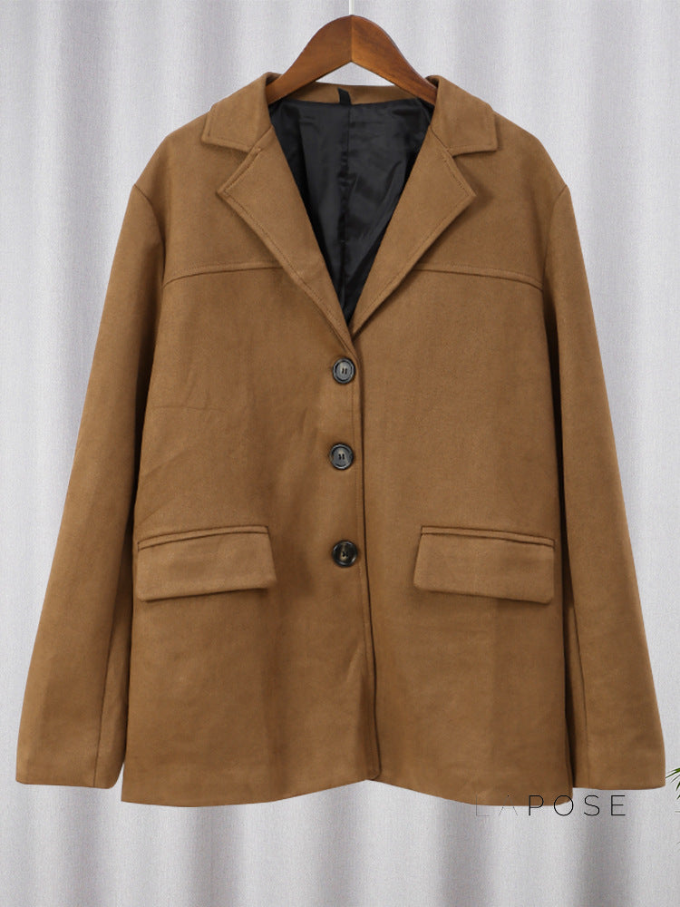 Taelyn Suede Single-Breasted Jacket [2YTQRZJ5]