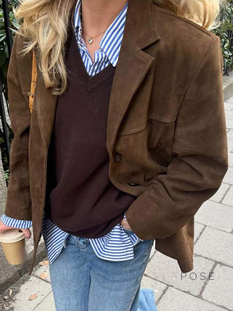 Taelyn Suede Single-Breasted Jacket [WAU79QS0]