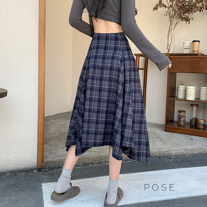 Tailynn Plaid Irregular Midi Skirt [7FGIIA6A]
