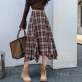 Tailynn Plaid Irregular Midi Skirt [7K6MJZ1E]
