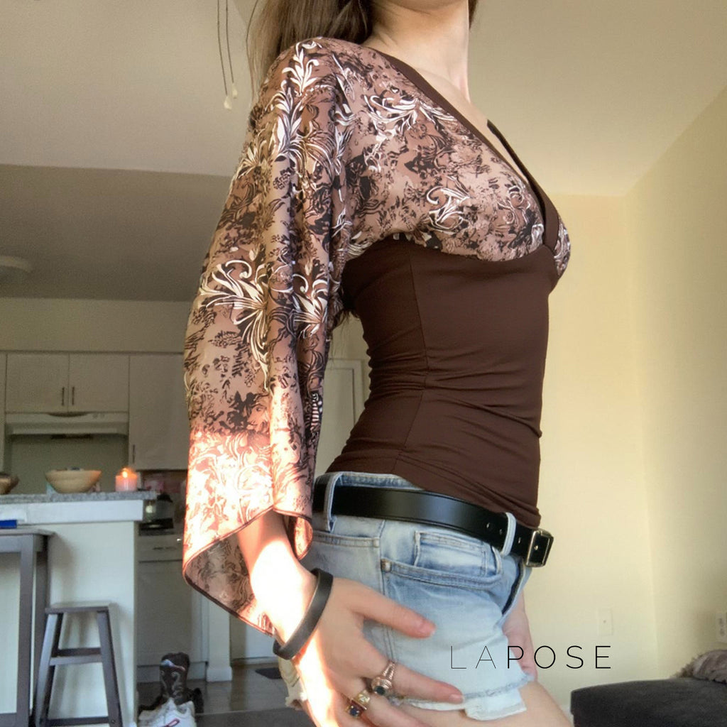 Talaya Floral Bell Sleeve Top [5C7X4ELN]
